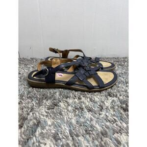 BOC Shoes Womens 9 Sandals Braided Strappy Secure Ankle Navy Summer Casual